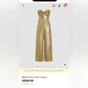 Metallic twist cutout jumpsuit